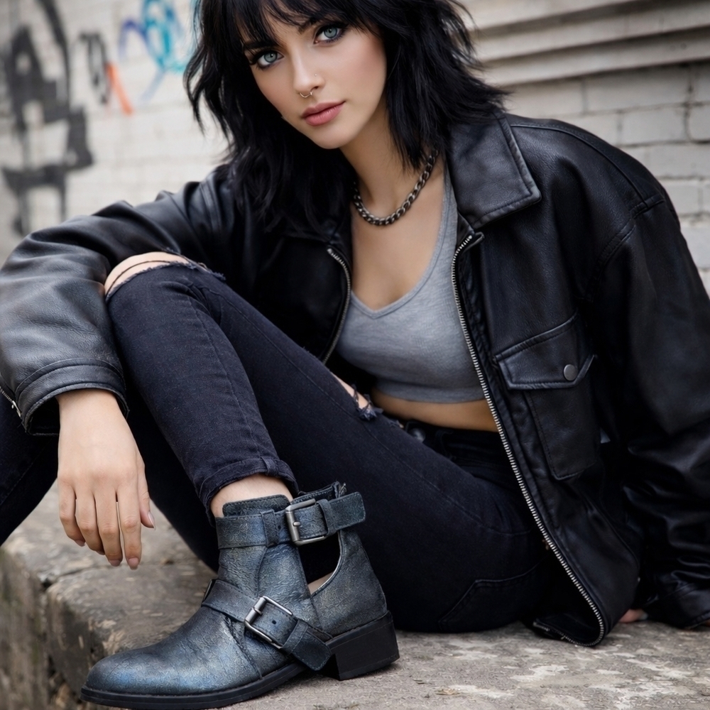 Steven by Steve Madden Italian Leather Buckle Moto Ankle Boots 37 Made in Italy - Picture 15 of 15